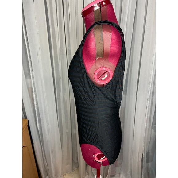 Ann cole one piece swimsuit high neck sheer stripe - Picture 5 of 9